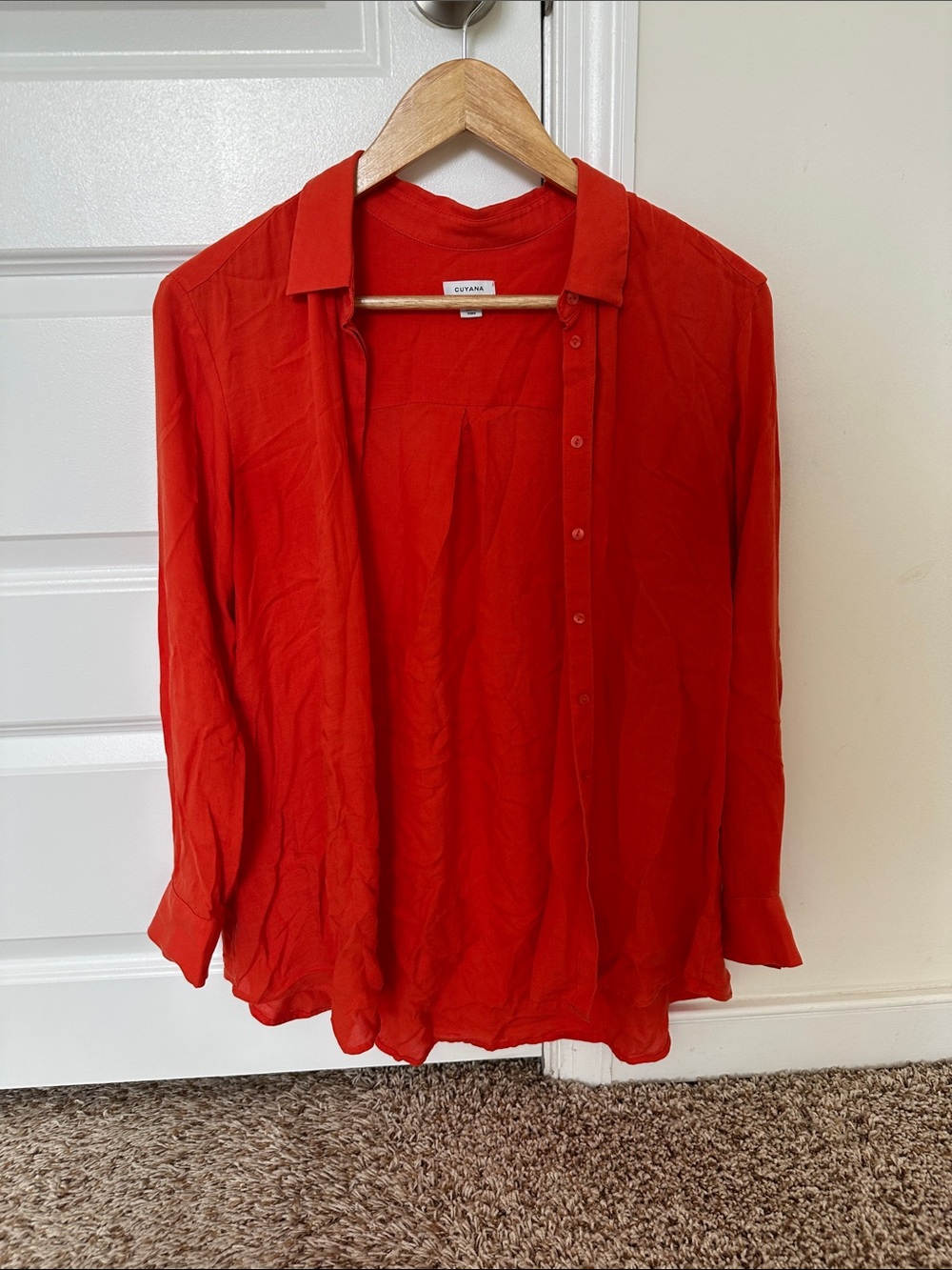 Cuyana Tangerine Tencel Button-Down Shirt Size XS
